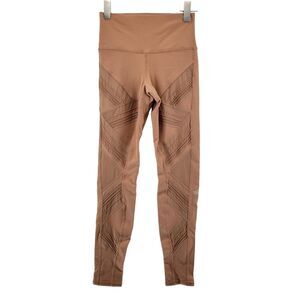 Alo High‎ Rise Leggings Mesh Panels Size Small Nude Neutral Beige